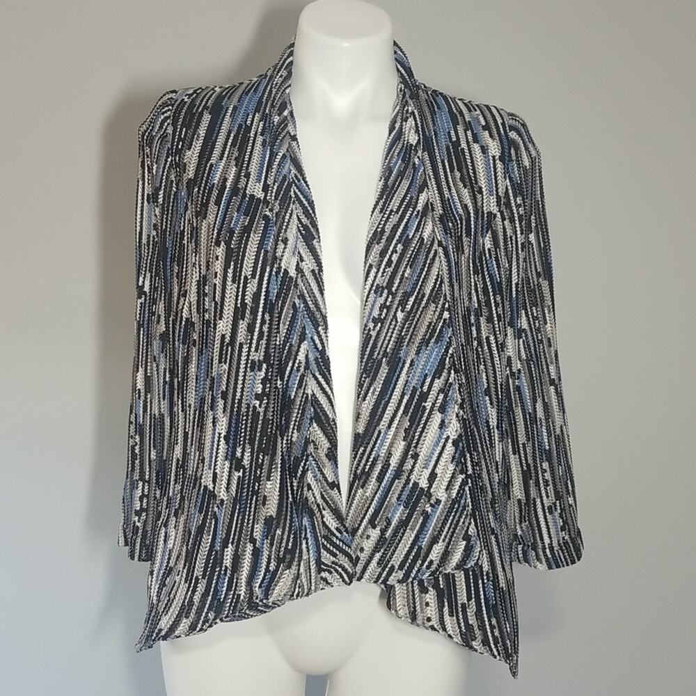 NWT Mona Leah Couture Drape Front Cardigan Grey & Black Size Medium